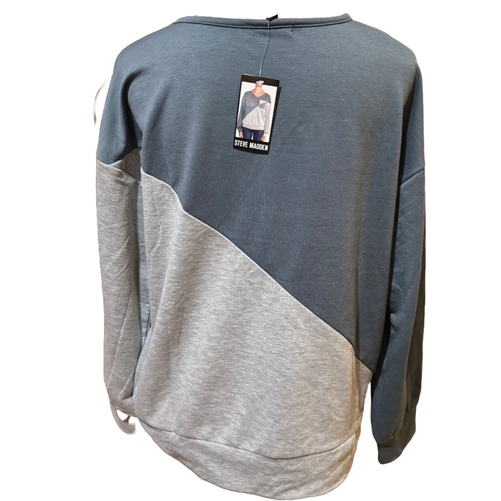 NWT Steve Madden Soft Sweatshirt Size L Gray Stormy Blue - Picture 2 of 3